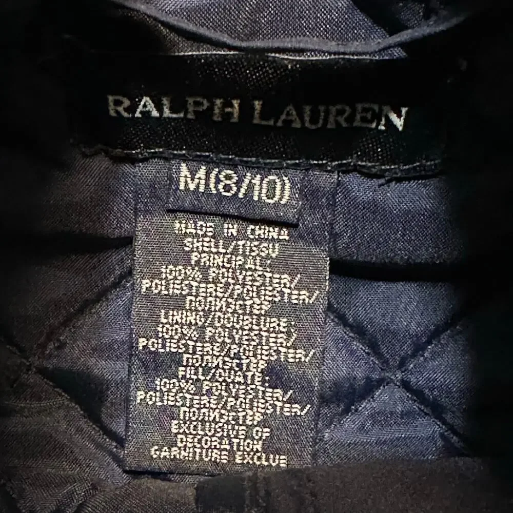 Polo Ralph Lauren Quilted Puffer Vest Blue Navy Youth Size 8/10